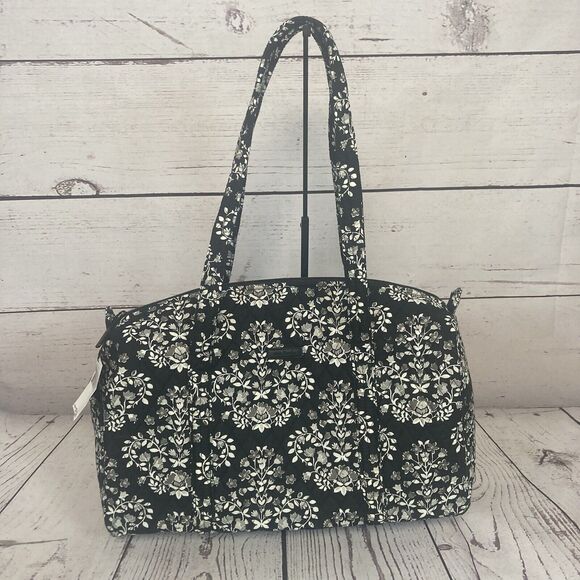 Vera Bradley Small Duffel Chandelier Noir retired Black Floral Weekender - Picture 1 of 9
